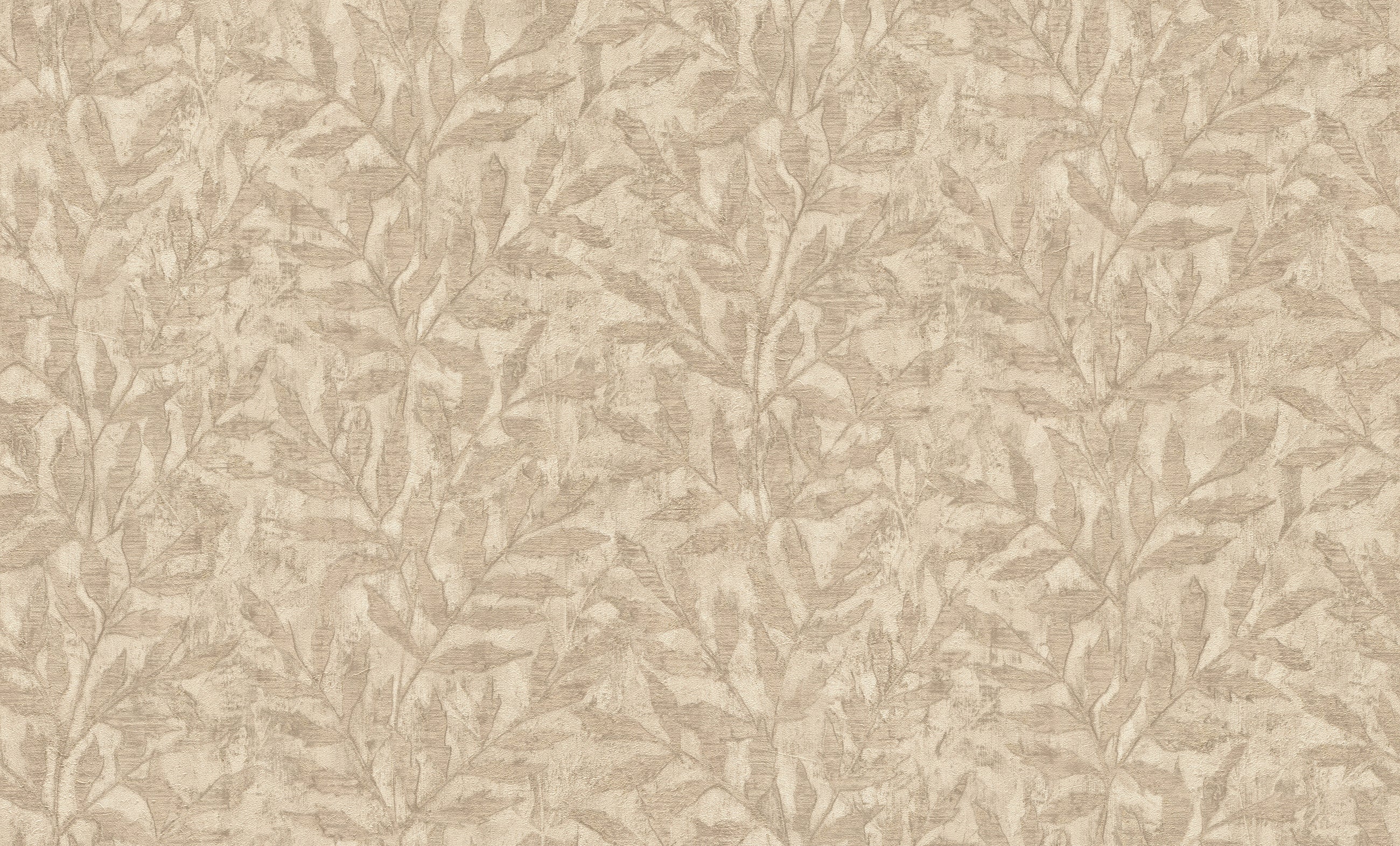 Papel pintado rasch 977035 - papel pintado no tejido con motivos botánicos de hojas en beige y dorado