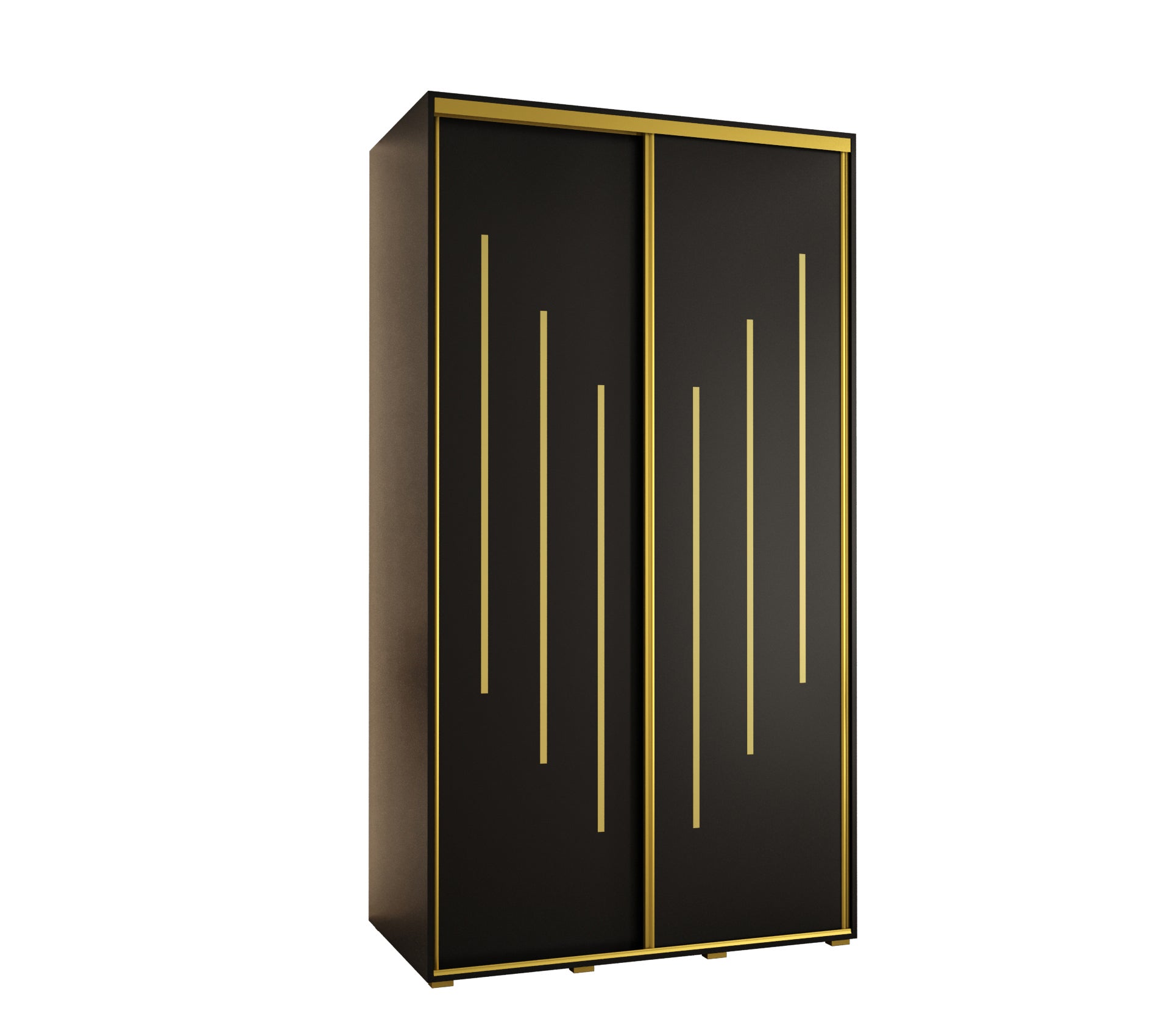 Szafa przesuwna wysoka Davos 8 130 x 60 x 235,2 cm czarny + czarny + u. złoty - Abiks Meble
