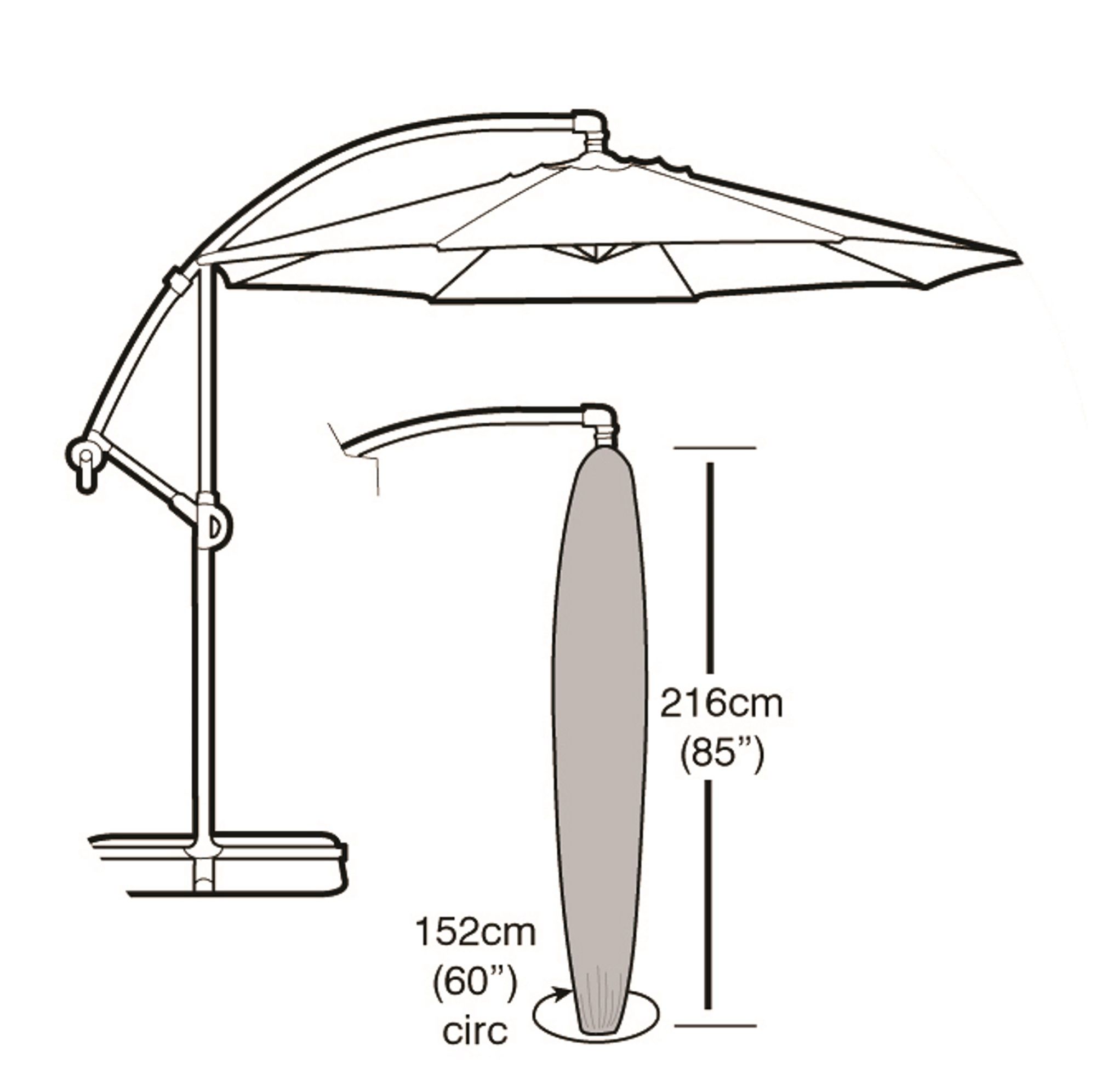 Housse de protection pour parasol excentré en polypropylène 152 x 216 cm - 3