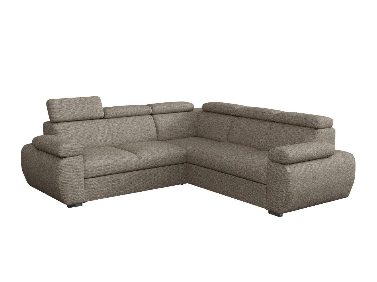 PAUL Canapé D'angle Gauche 4 Places - Tissu Marron Vintage Contemporain L 215 X P 140 Cm
