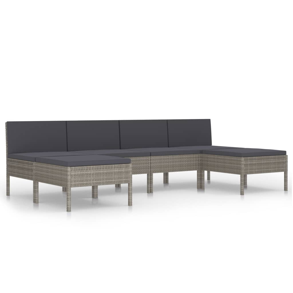 Maison Exclusive - Set Divani da Giardino 6 pz con Cuscini in Polyrattan Grigio - 9