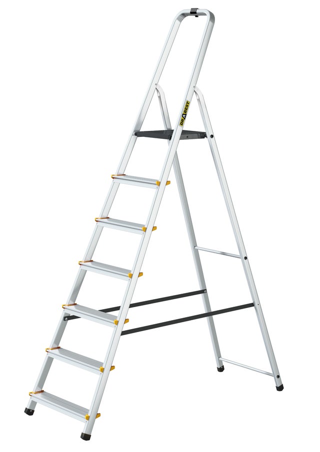 Drabina aluminiowa domowa PRO 7 stopniowa Z HACZYKIEM 150 kg DRABEST
