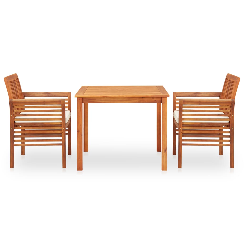 Maison Exclusive - Set da Pranzo da Giardino 3 pz con Cuscini Massello di Acacia - 2