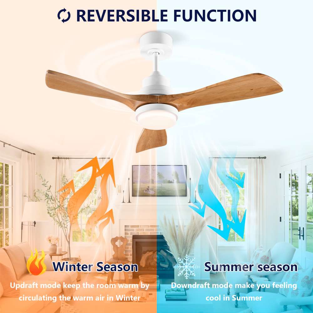 Ventilateur de plafond 107cm avec lumière et télécommande, intérieur/extérieur, 3 pales, style moderne, terrasse salon ferme - 8