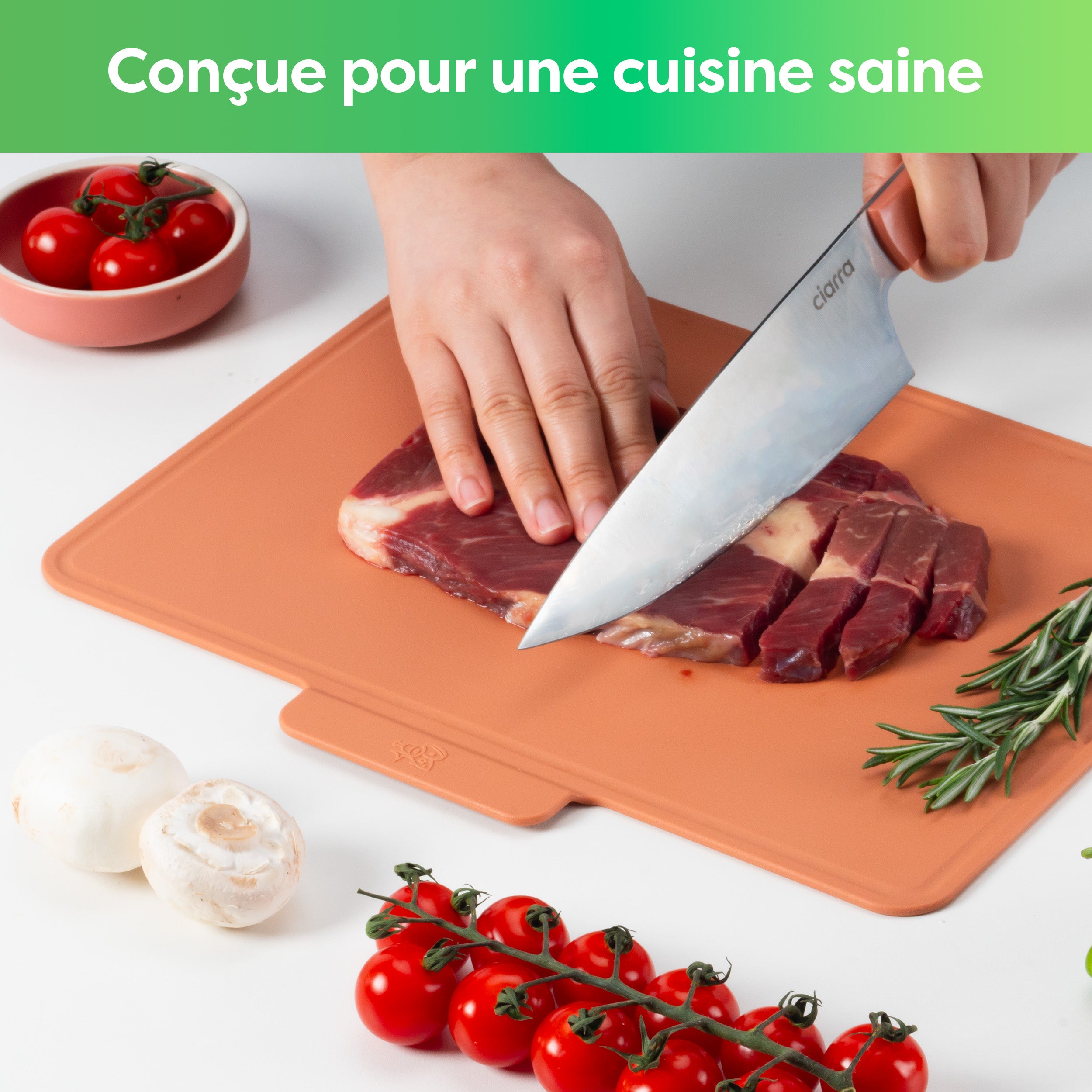 CIARRA Lot de 3 Planches à découper de cuisine en TPU Résistantes aux rayures Flexibles et Antidérapantes Multicolores CBCBSET3 - 8