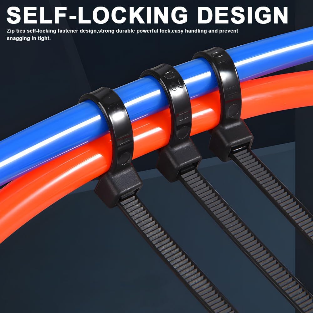 (100 pezzi per confezione) Fascette fermacavi in ​​plastica nera da 2,5 x 100 mm, fascette fermacavi in ​​nylon regolabili e autobloccanti - 4