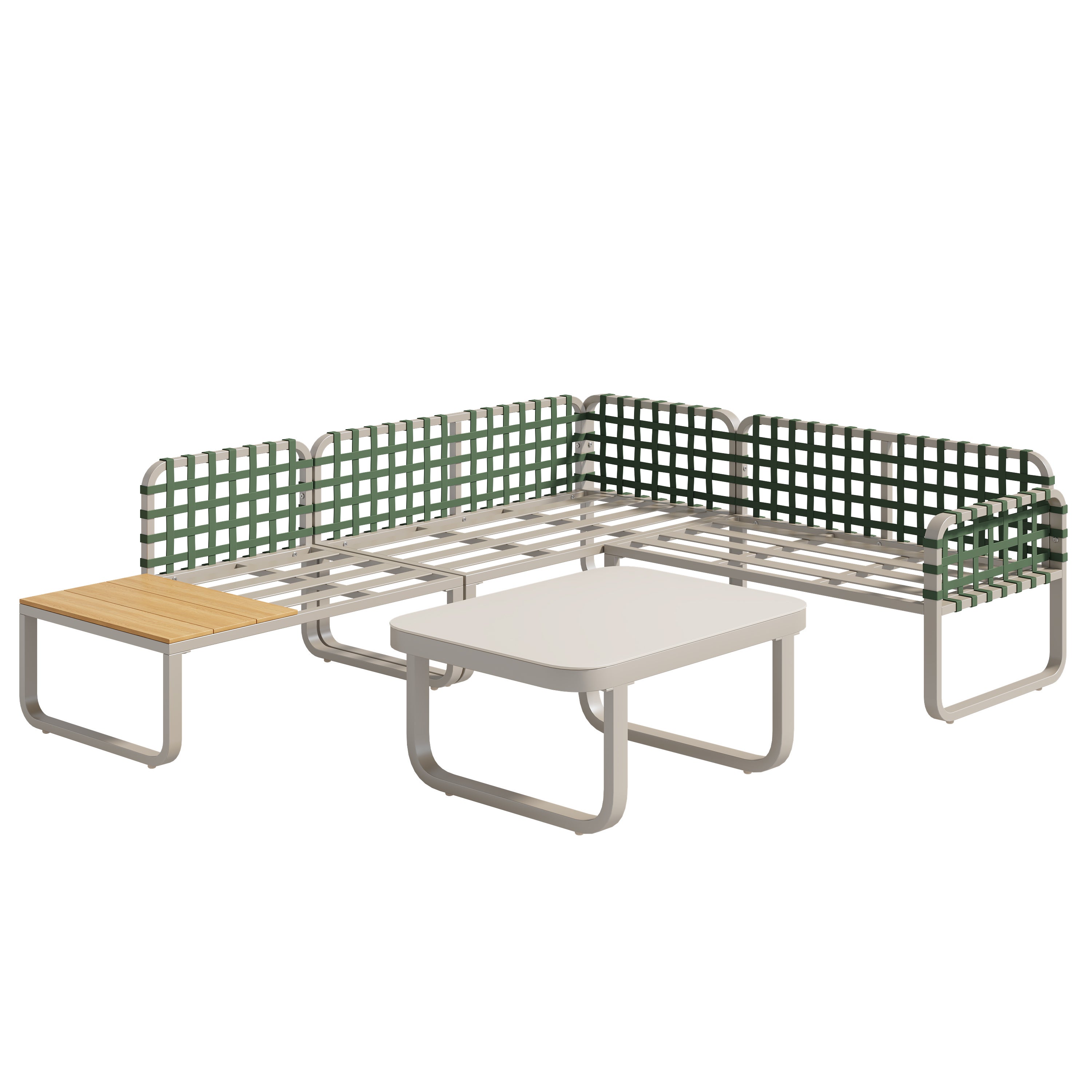Salon de jardin extérieur 4-5 places moderne en rotin synthétique avec coussins abricot pour terrasse et jardin - 5