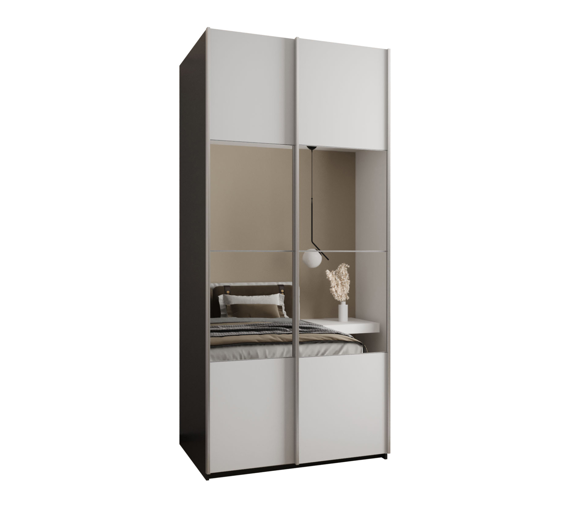 Szafa przesuwna wysoka Lux 4 120 x 64 x 245,5 cm czarny + biały + u. srebrny - Abiks Meble