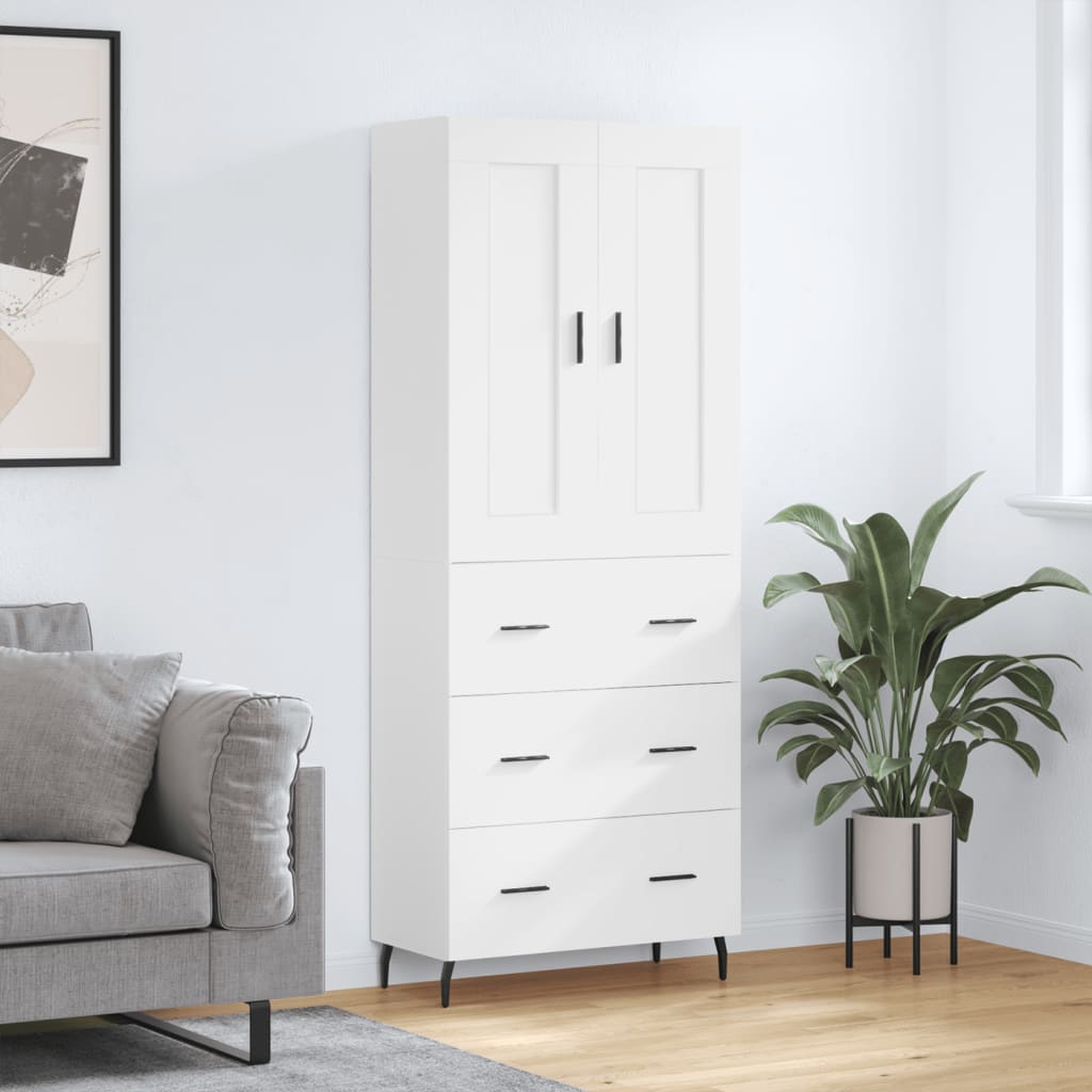 Buffet haut Blanc 69,5x34x180 Bois d'ingénierie - 2