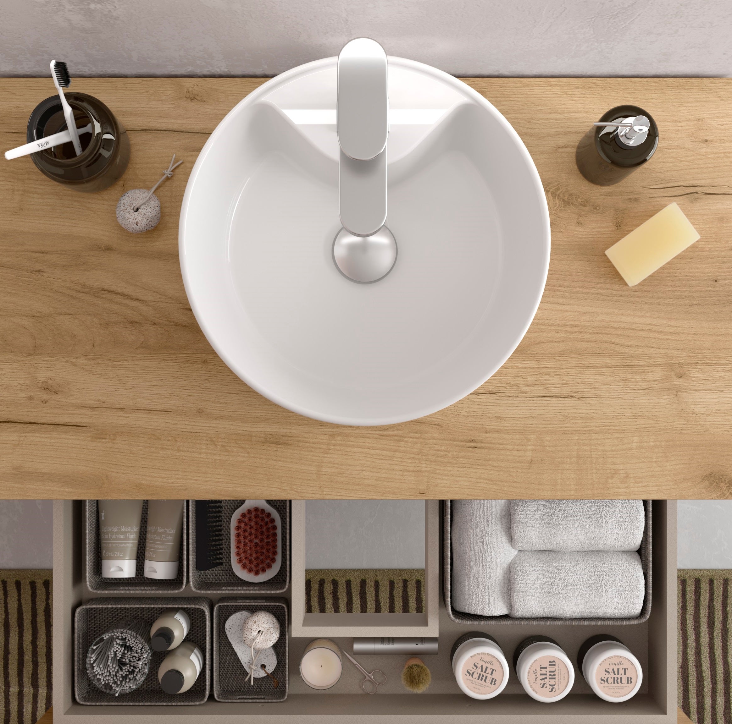 Meuble de salle de bain BORN 100cm Chêne | Vasque à poser - 4