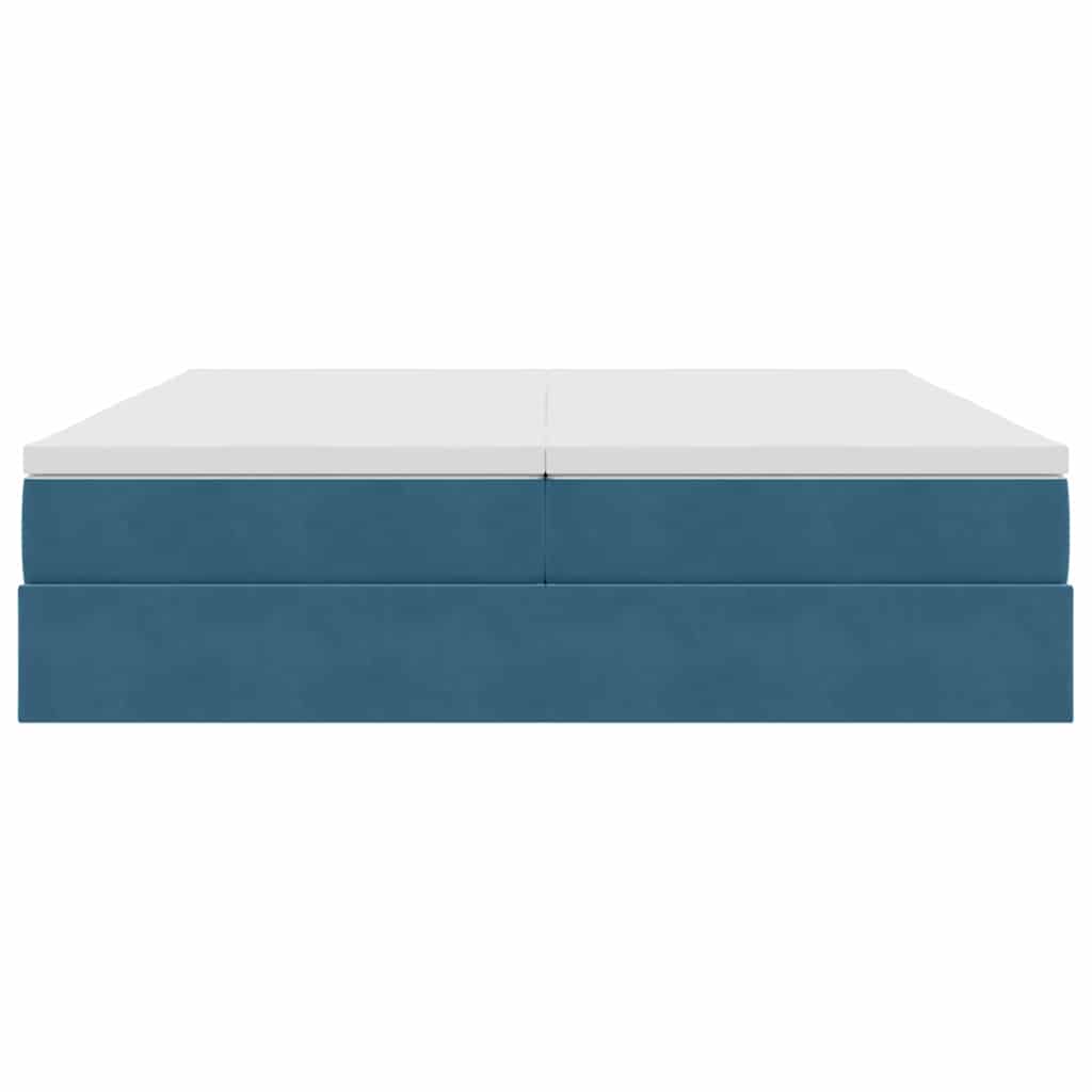 Lit avec rangement et matelas bleu foncé 180 x 200 cm en velours - 8