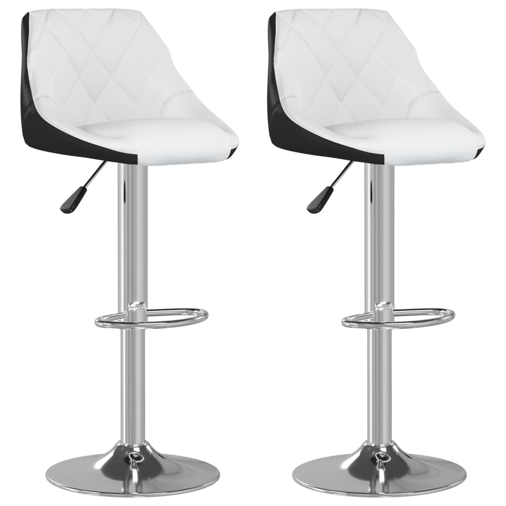 Pack De 2 Taburetes Cubo De Cuero Sintético Blanco – Asientos Altos Para Cocina, Barra O Cafetería, Estilo Retro