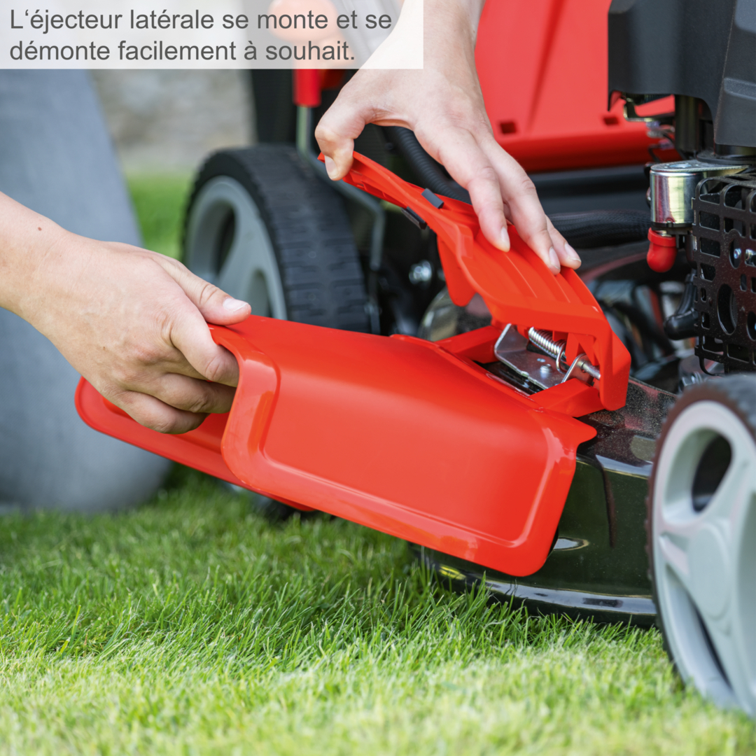 Scheppach Tondeuse thermique MP150-46 - moteur 4 temps - 150 cm³ - largeur de coupe 46 cm - 1000 m² - hauteur de coupe 25-75 mm - bac 55L - 8
