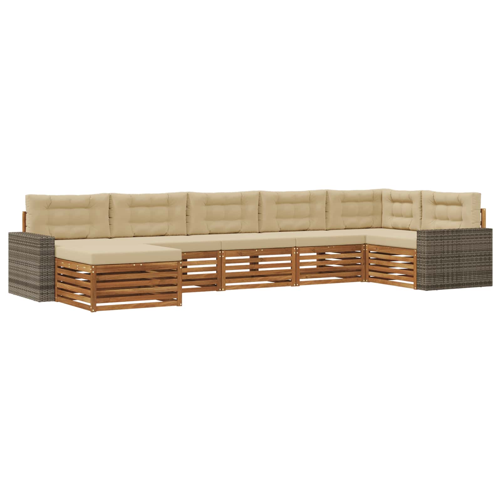 Ensemble de canapés d'extérieur 7 pc naturel et beige - 2