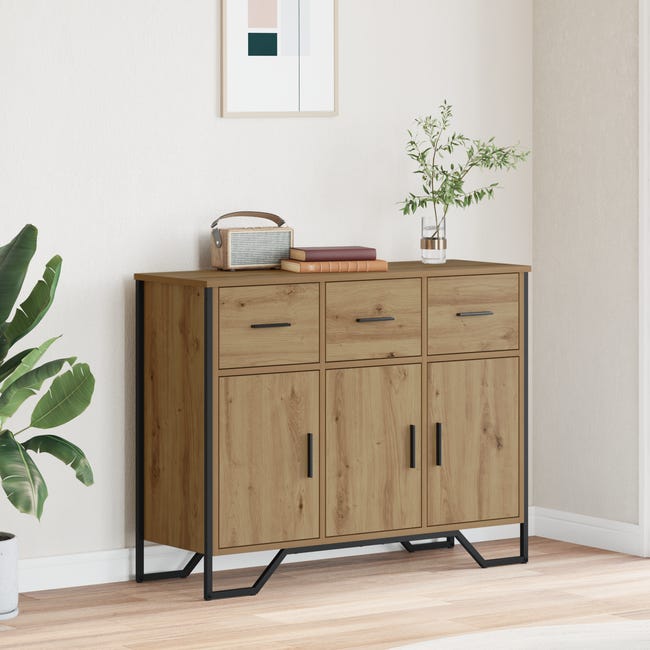 Credenza In Legno Rovere Marrone 97x32,5x74,5 Cm - Moderna E Spaziosa - Foto 6