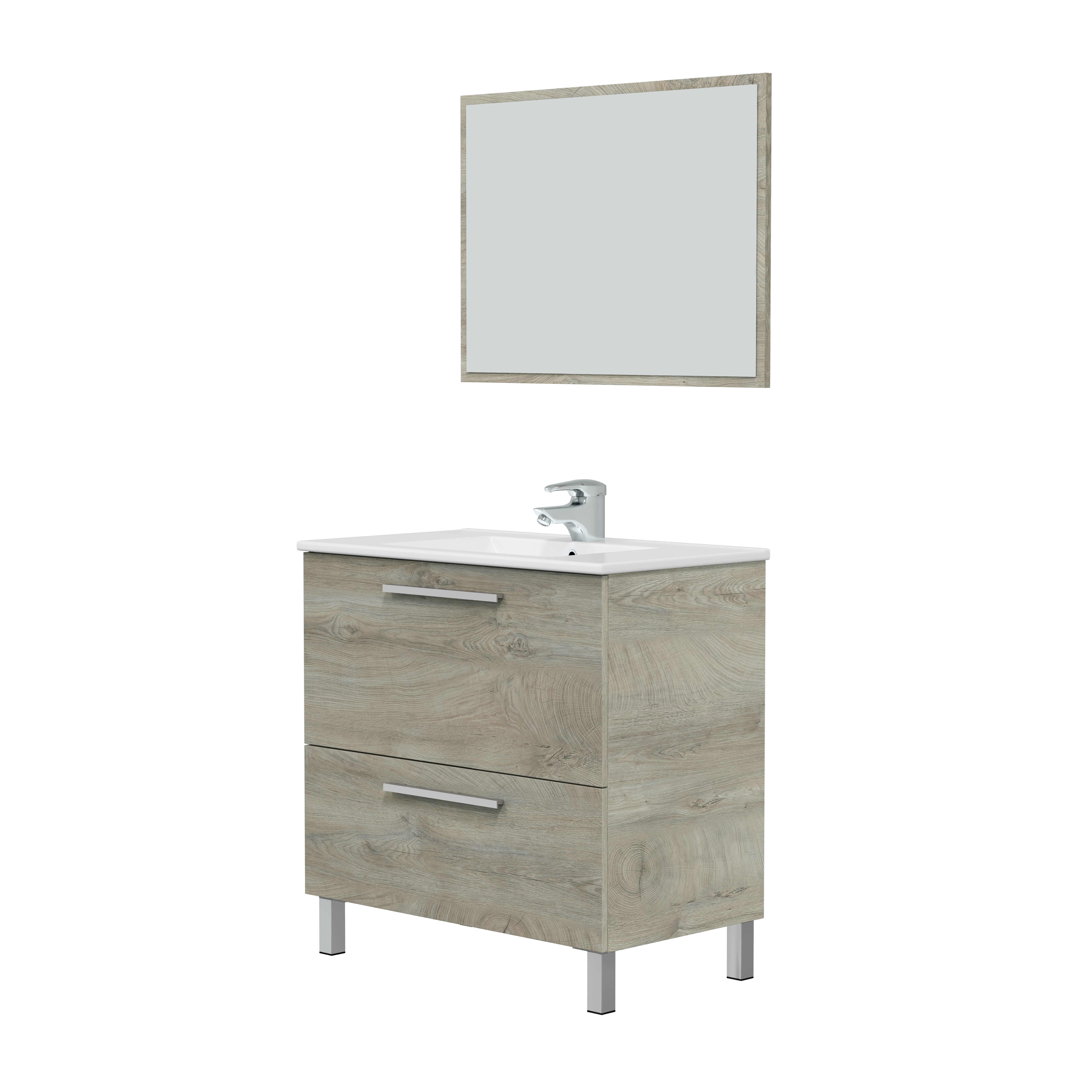 Meuble de salle de bain Thermis 80 cm lavabo Chene clair
