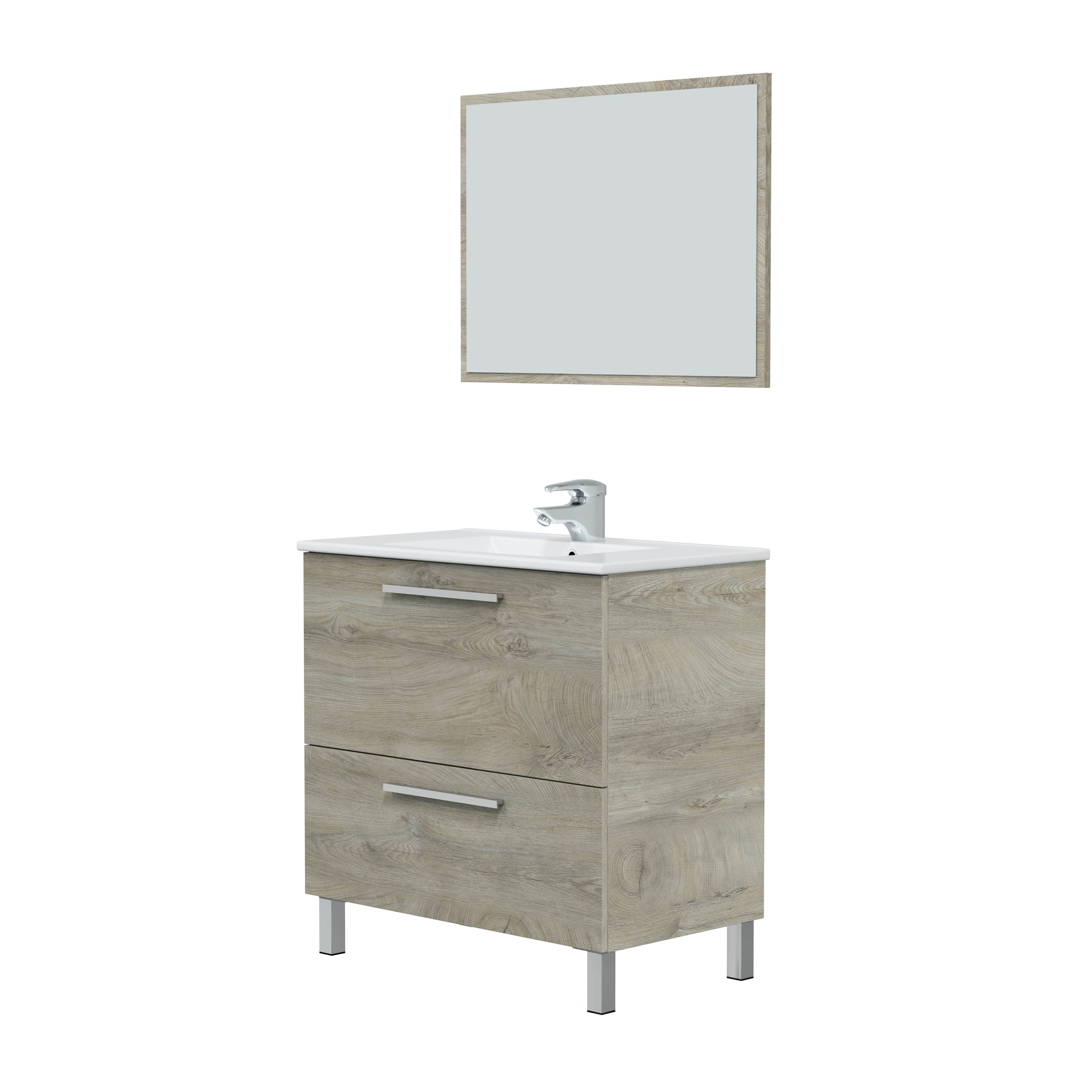 Meuble de salle de bain Thermis 80 cm lavabo Chene clair Meuble de salle de bain Thermis 80 cm lavabo Chene clair