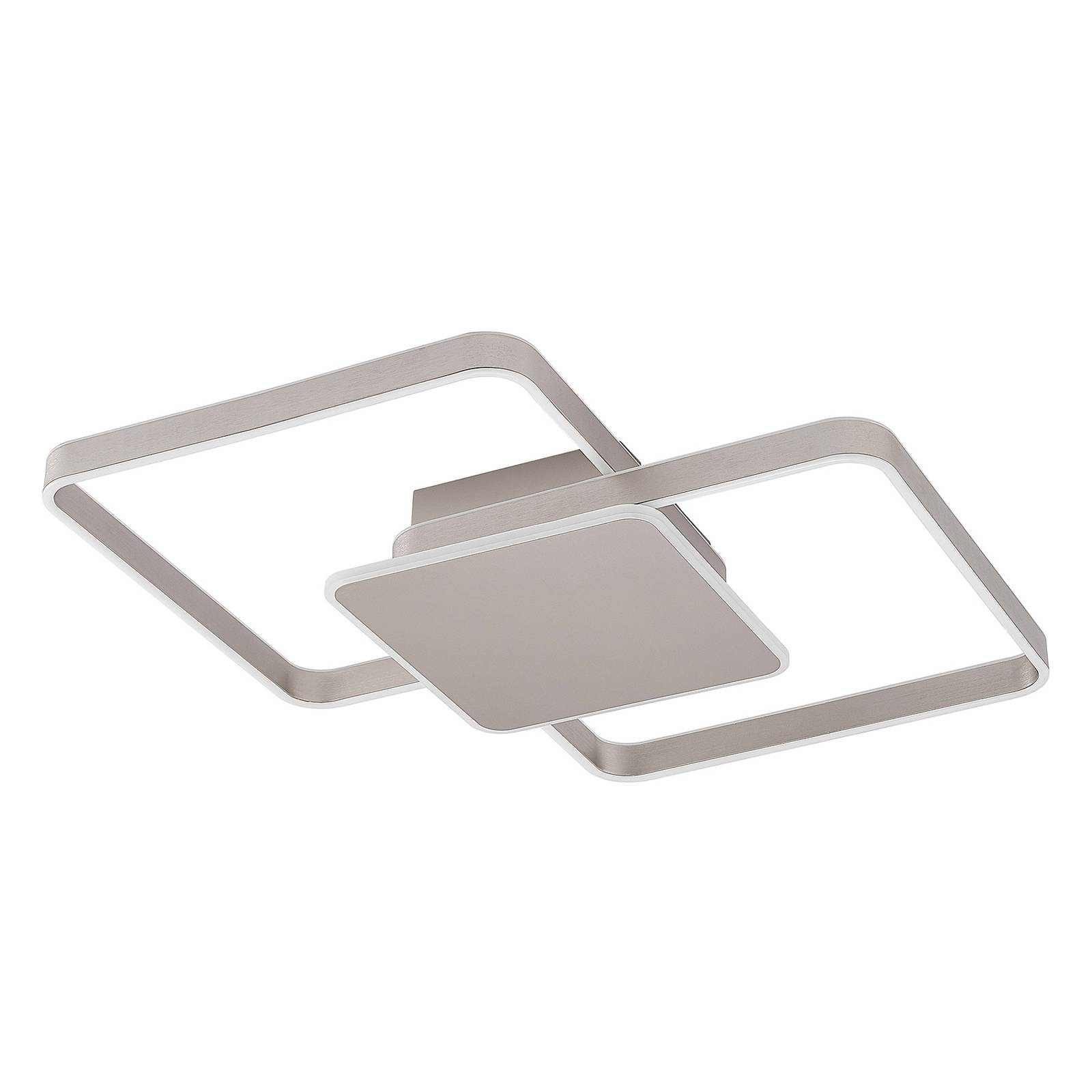 Plafonnier Led 2 Spots Orientables Finition Nickel Matte, Anneaux De