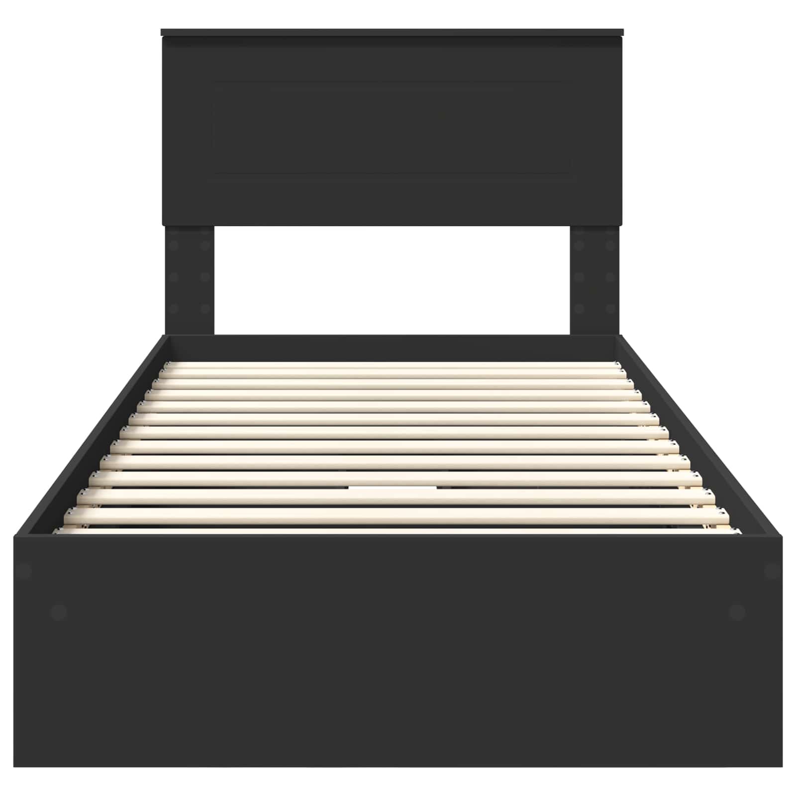 Lit de rangement avec tiroir noir 90 x 190 cm en panneau de bois - 8