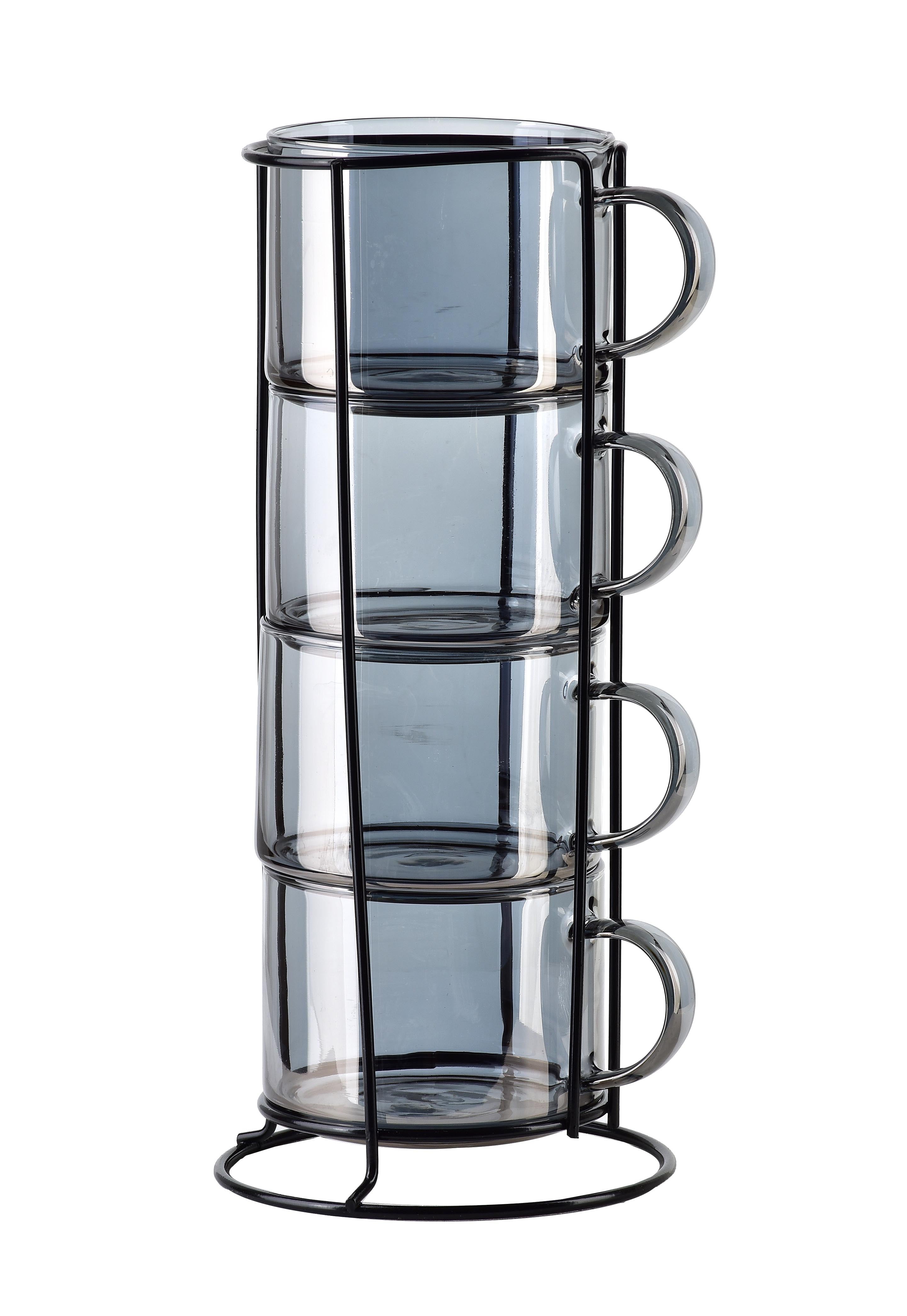 Peter grey komplet 4 filiżanek na stojaku 350ml 12,5x12,5xh27cm