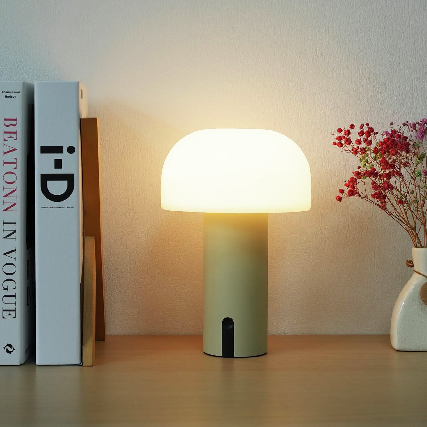 Lampe de Table champignon d'extérieur, étanche, sans fil, Rechargeable, lampe de bureau LED avec chargement USB, veilleuse à intensité variable - 4