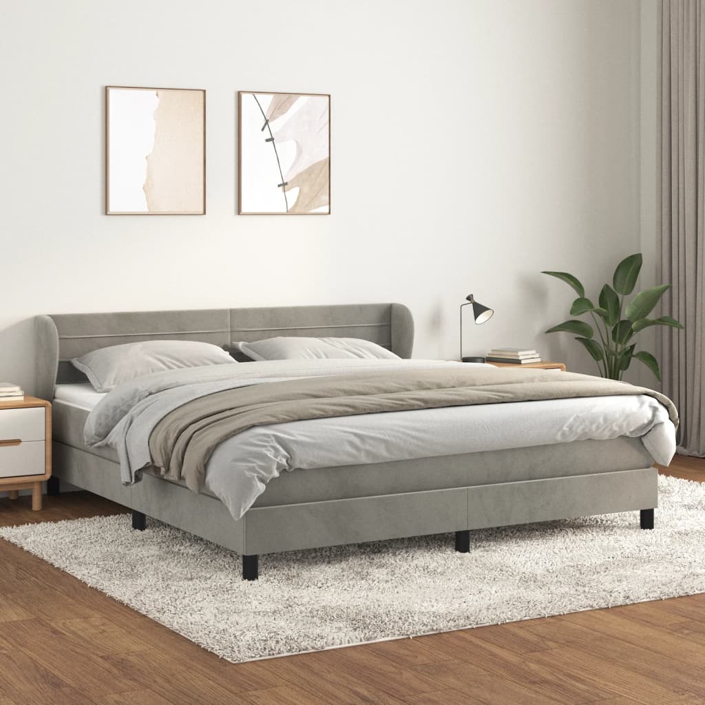 Maison Exclusive - Sommier à lattes de lit et matelas Gris clair 180x200cm Velours - 8