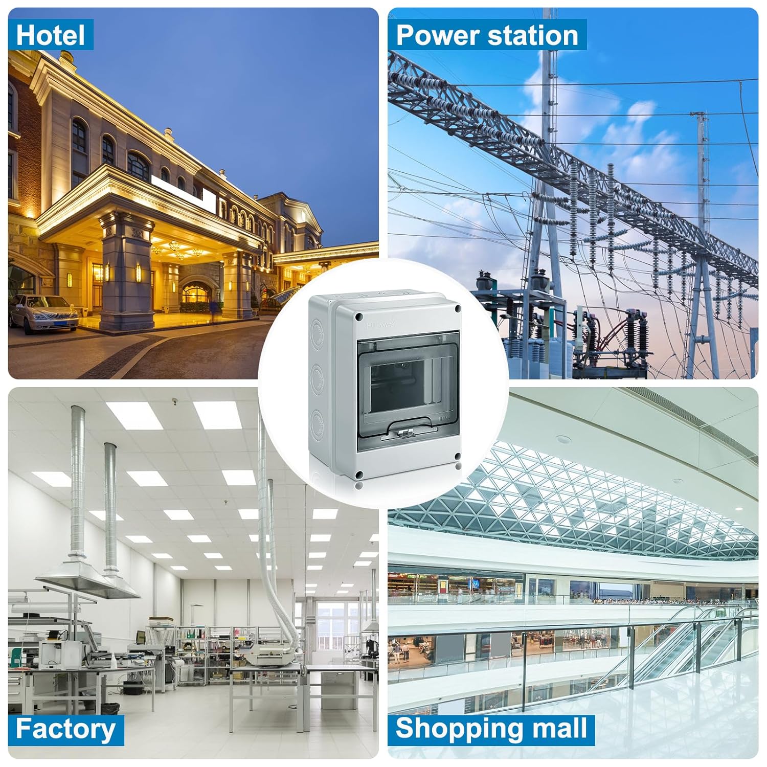 Contenitore elettrico impermeabile per esterni, scatola di distribuzione a montaggio superficiale IP65 con 5 moduli e terminali, superficie in plastic - 4