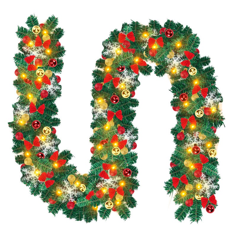 Ghirlanda di Natale 30 cm, aghi di abete artificiali, decorazione natalizia per la porta di casa, fiocco con campanellino sulla porta, ciondolo per fe | Leroy Merlin