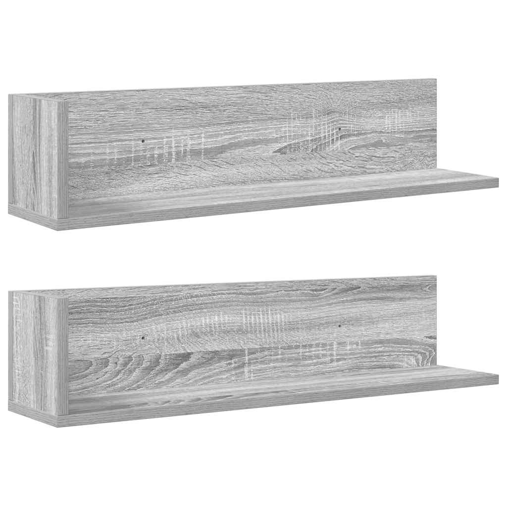 Estantes de pared 2 uds madera gris sonoma 75x16,5x16,5 cm- comfortxl
