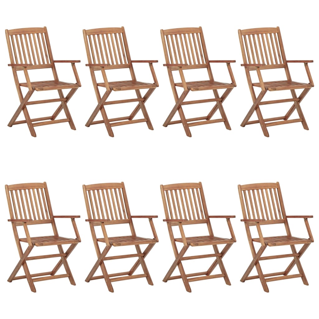 Chaises pliables de jardin 8 pcs avec coussins Bois d'acacia - 2