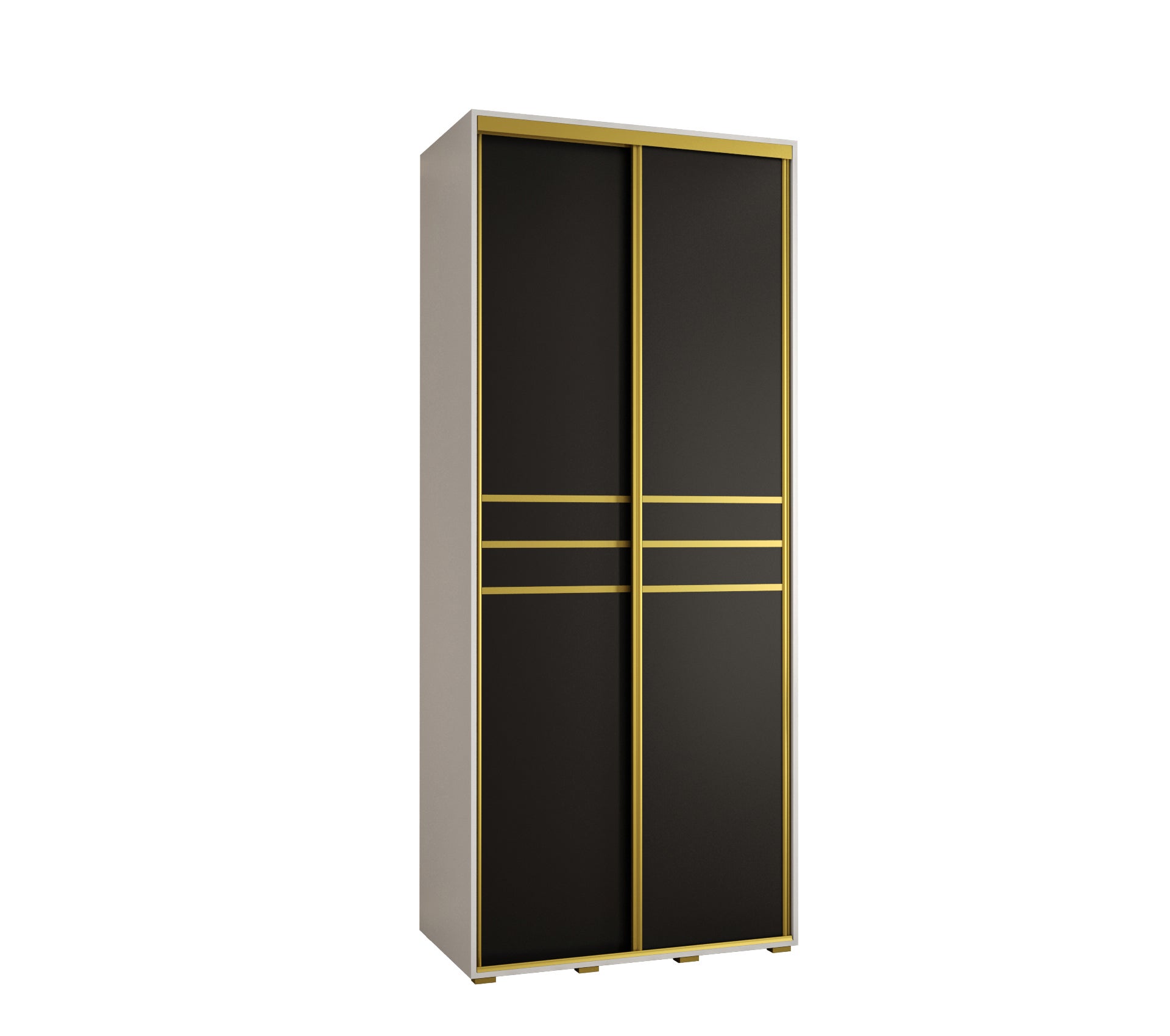Szafa przesuwna wysoka Davos 10 100 x 45 x 235,2 cm biały + czarny + u. złoty - Abiks Meble