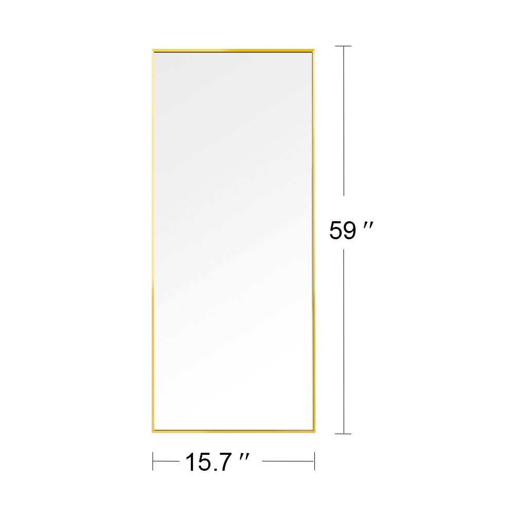 Miroir sur pied pleine longueur, 150 x 40 cm, Doré HD, cadre en alliage d'aluminium, miroir mural en verre trempé, idéal pour la chambre, le dressing - 7