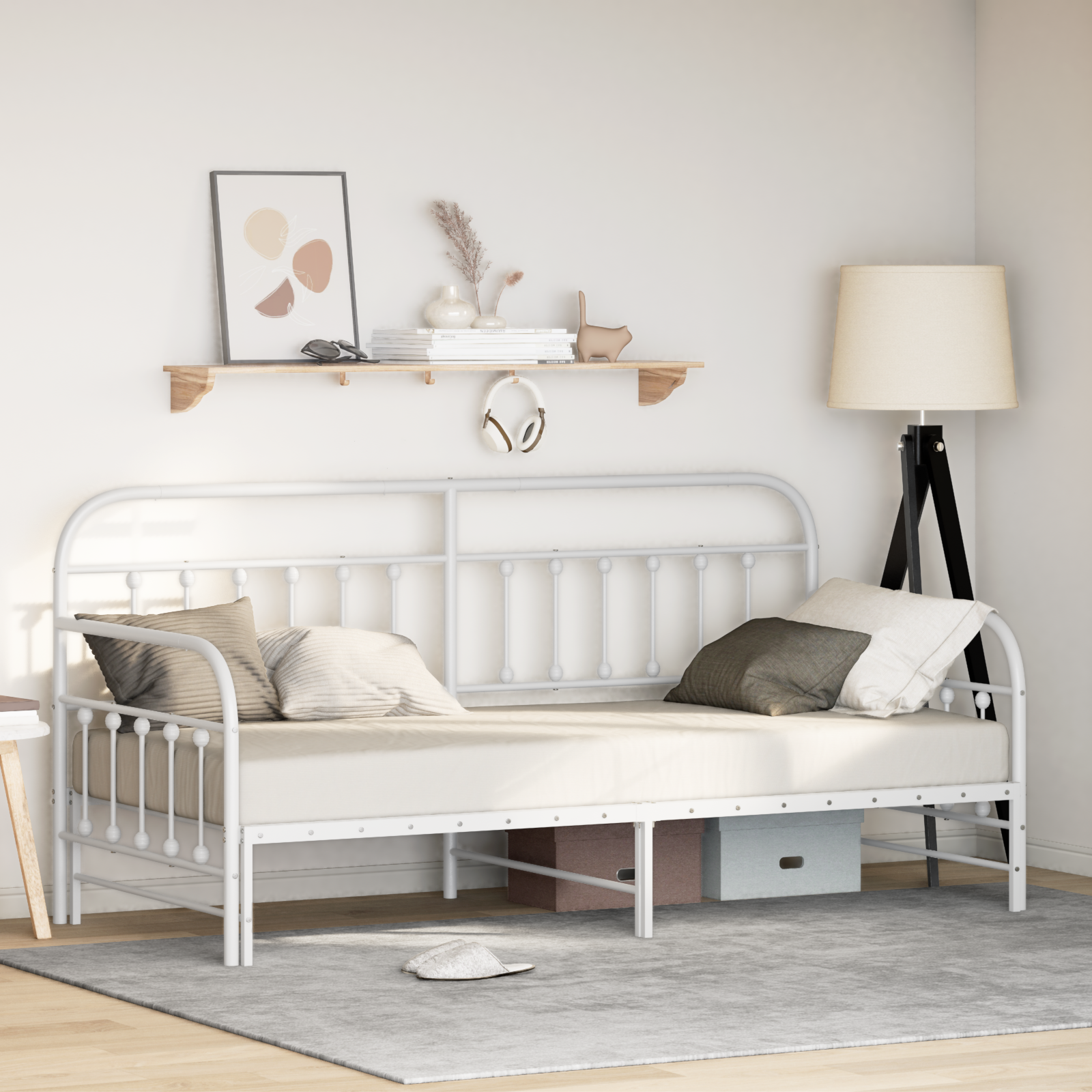 Rama łóżka dziennego Biały 107 x 203 cm Stal malowana proszkowo vidaXL