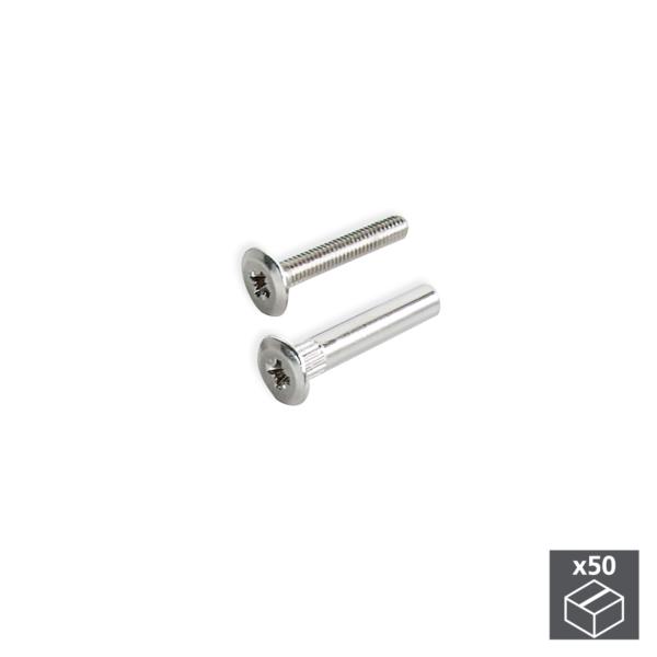 Emuca Vis, à tête extra-plate, 25 mm + écrous M4, 50 ut.-