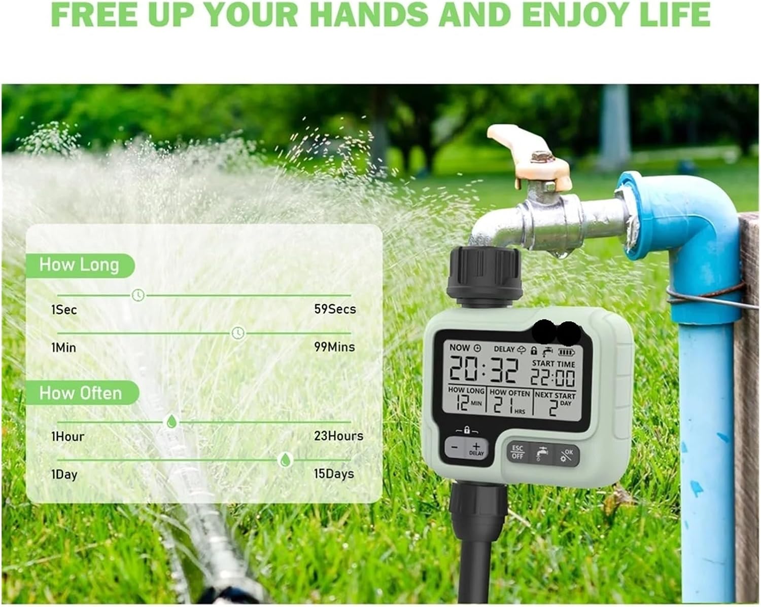 Programmateur Arrosage Automatique Minuteur Arrosage Goutte à Goutte, Imperméable et Utilisé à l'extérieur, Irrigation pour Jardin Ferme - 7
