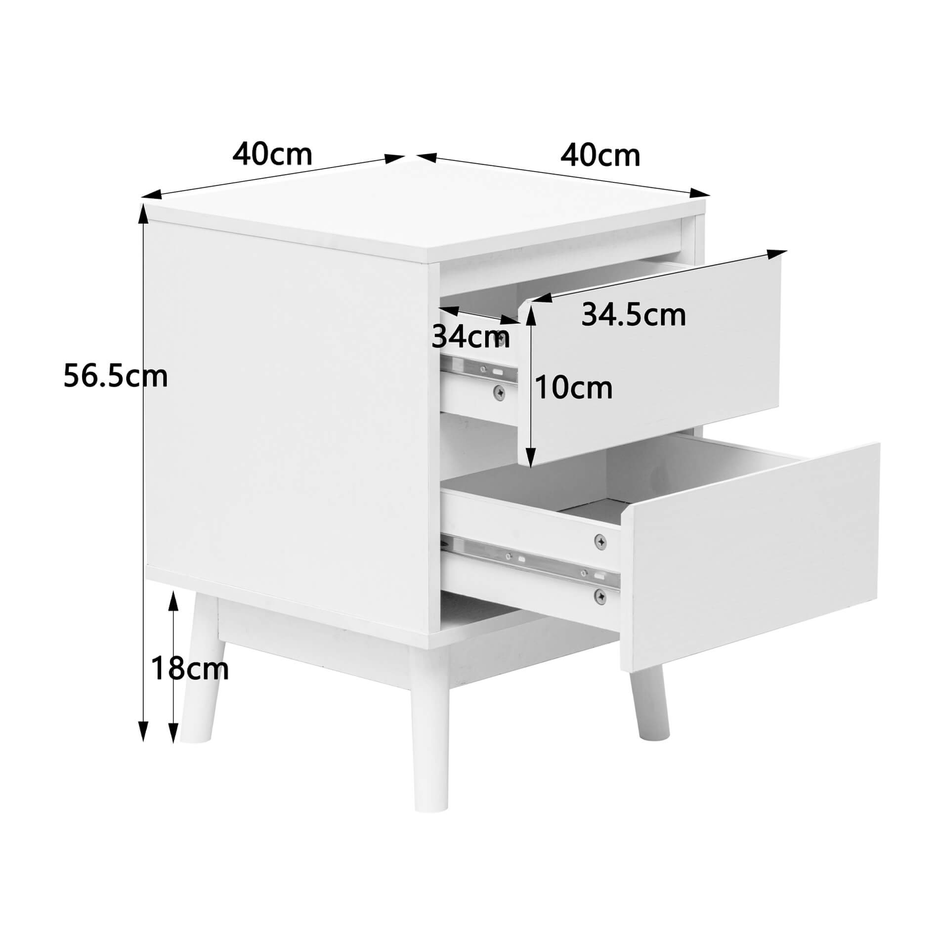 Table de Chevet 2 Tiroirs Rebecca Mobili Polyvalente Blanc MDF Style Scandinave - 3