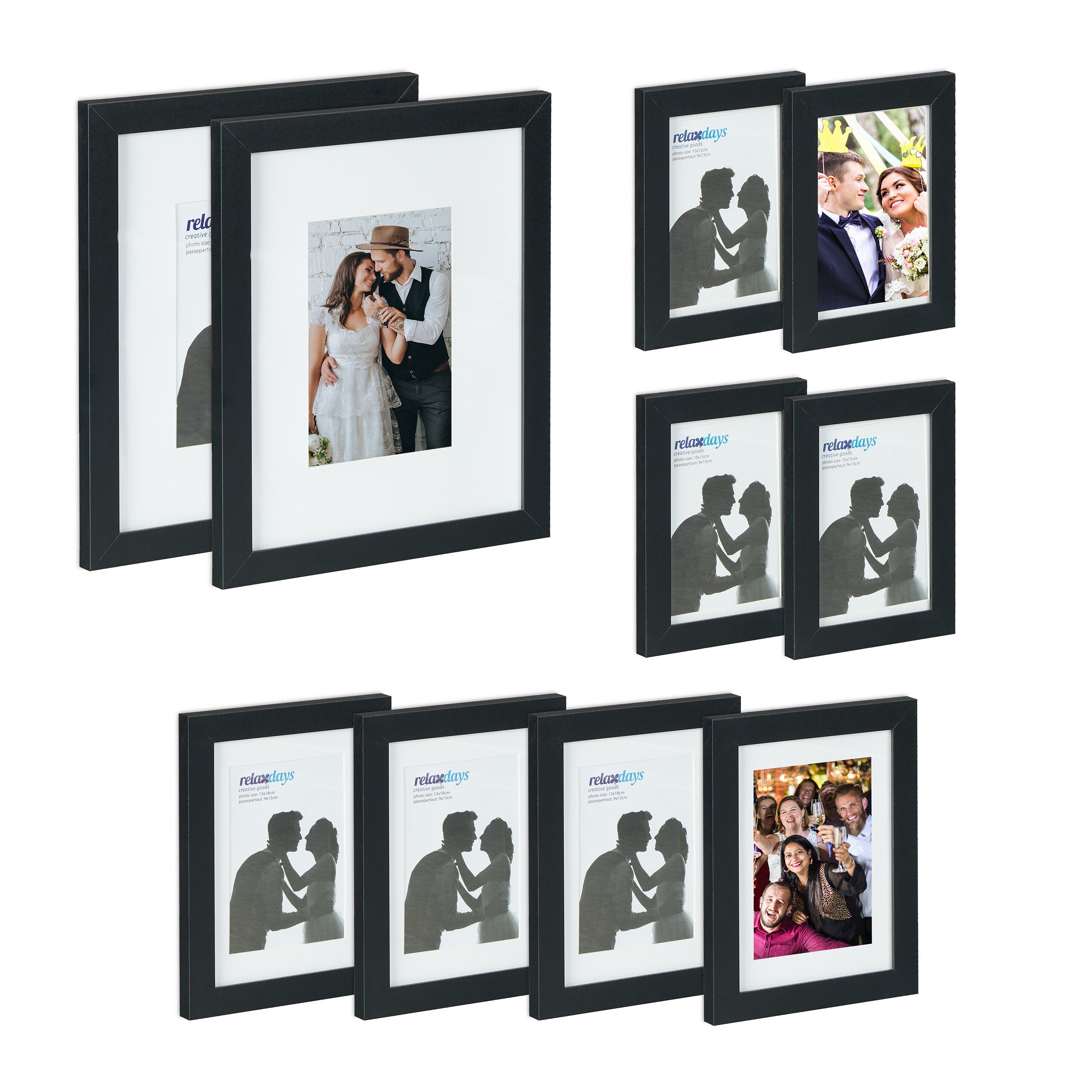 Set 2 Cornici Portafoto Relaxdays 20x30 Cm Argento - Con Passepartout, Da Tavolo O Parete, Vintage