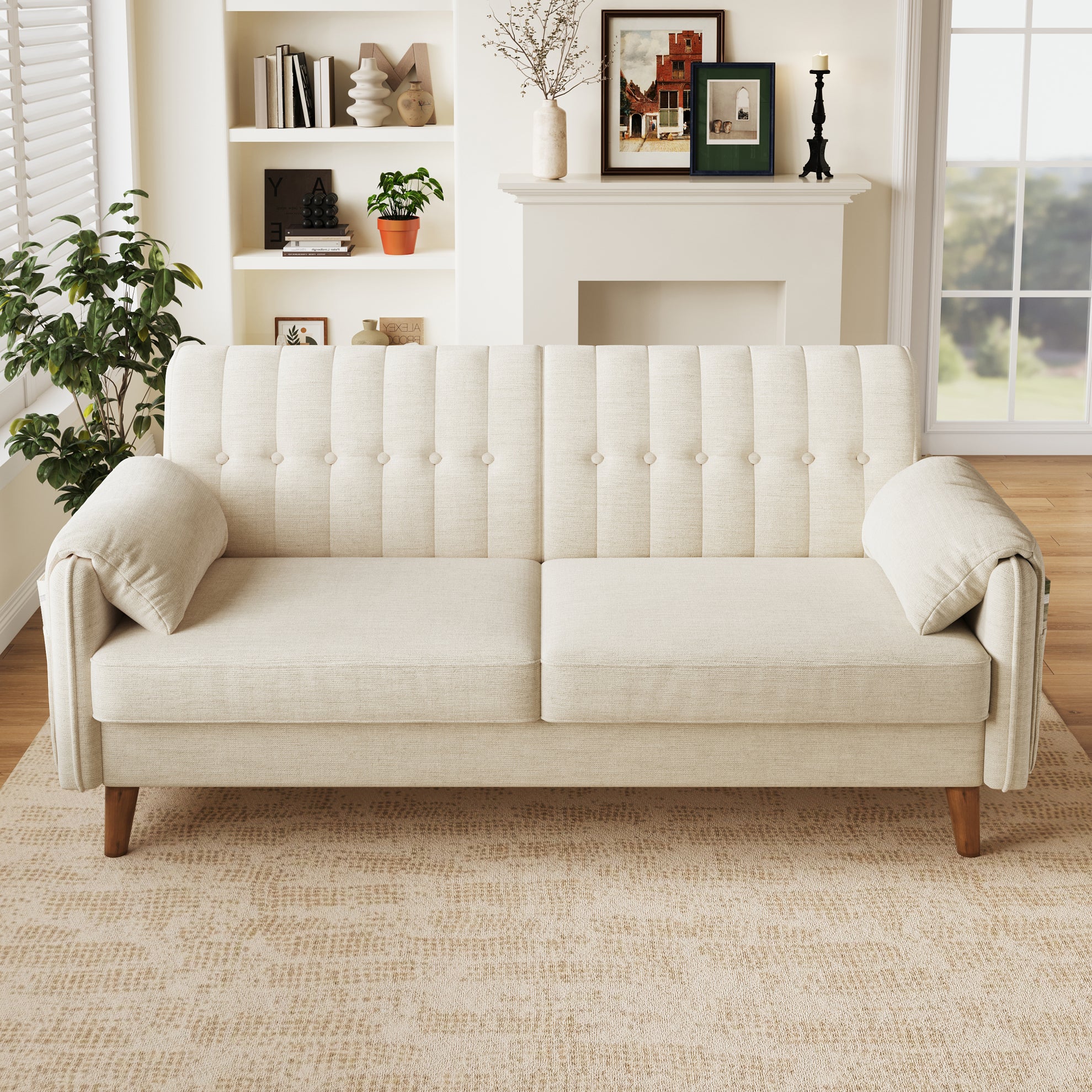 Canapé droit 2 places 161,5x79x83,5 cm design compact, structure métal ...