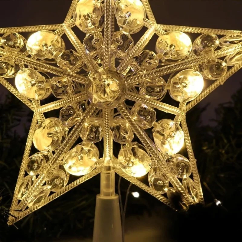 Décoration de sapin de Noël avec LED, Étoile décorative pour sapin de Noël, Décoration de Noël à piles, Lumière LED pour sapin de Noël, 30 cm - 7