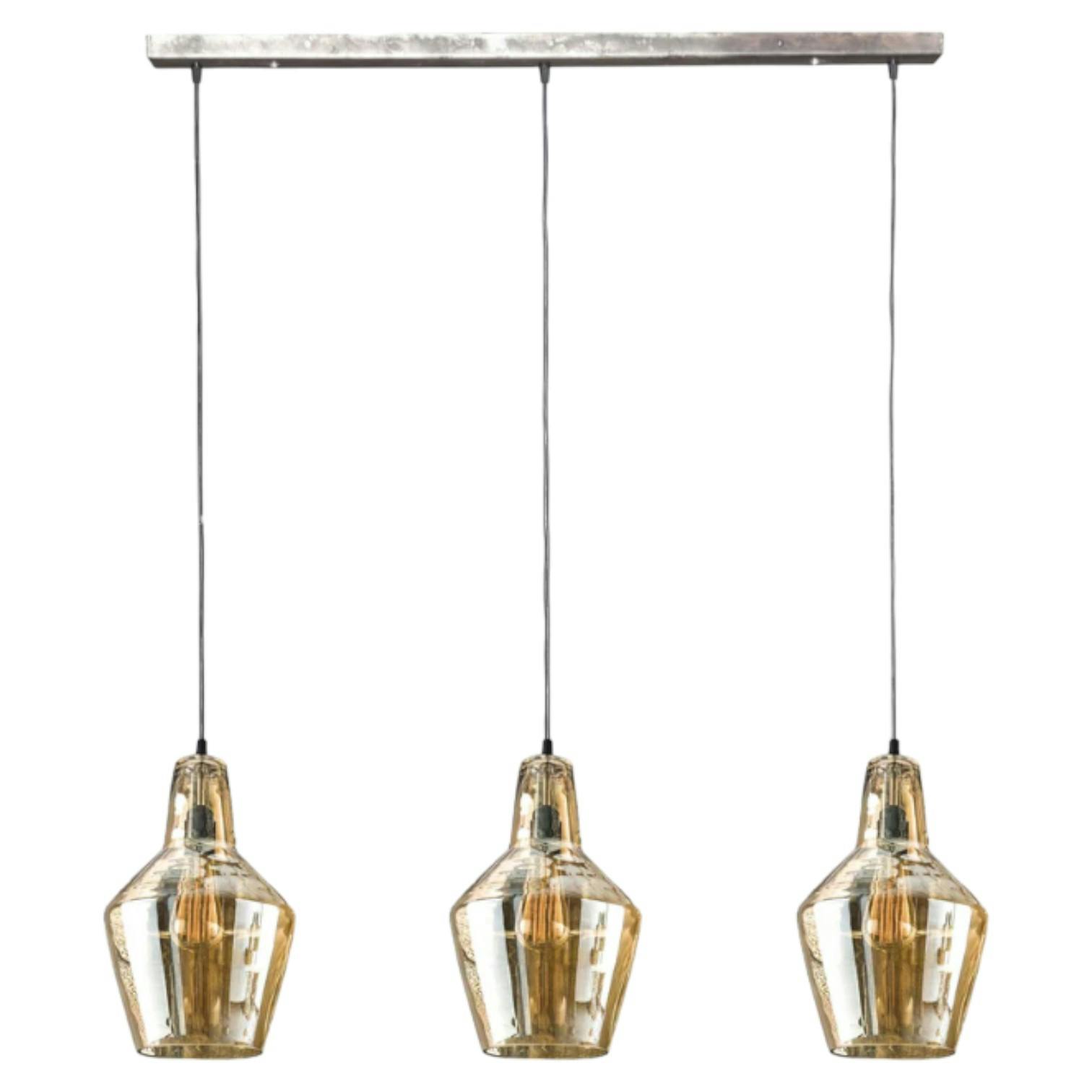 Suspension vintage en verre ambré 3 lampes LUCKNOW - 3