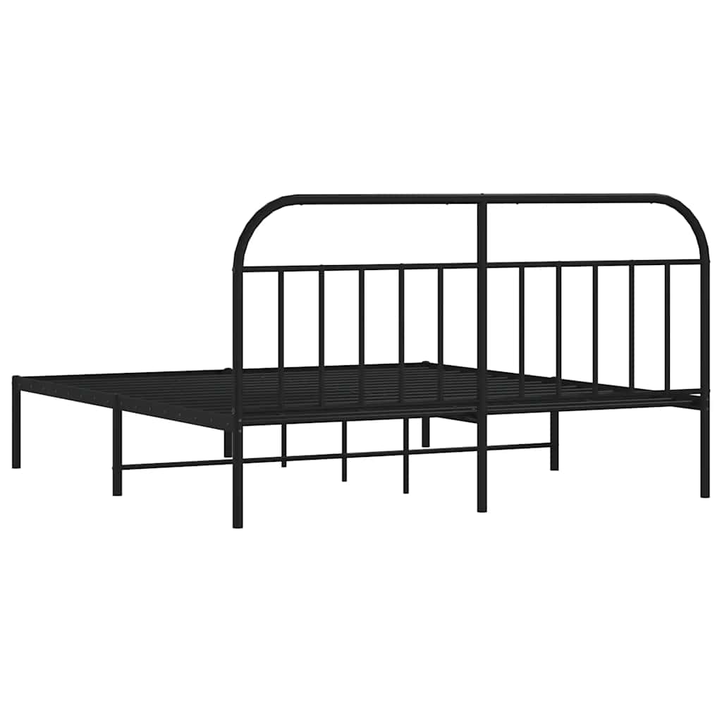 Estructura cama sin colchón con cabecero metal negro 183x213 cm vidaXL - 7