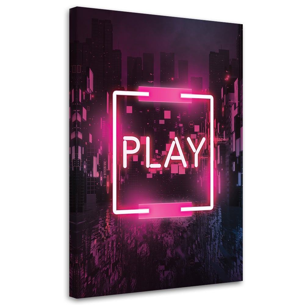 Obraz na płótnie, Różowy napis PLAY dla gracza 80x120