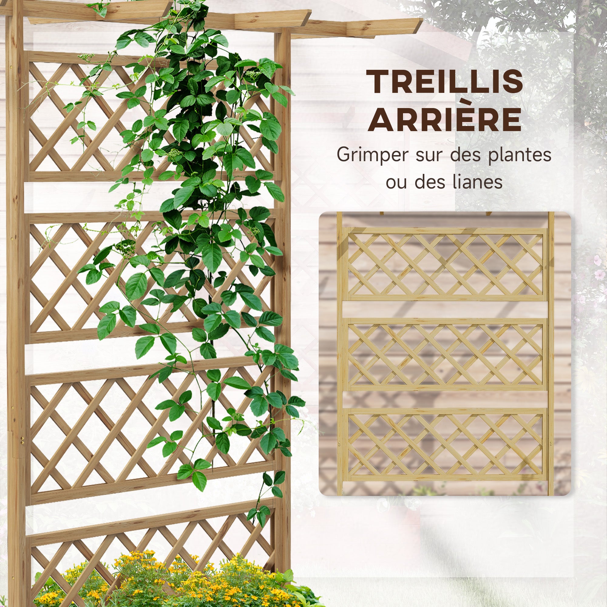 Jardinière avec treillis Bois de sapin Outsunny - 4