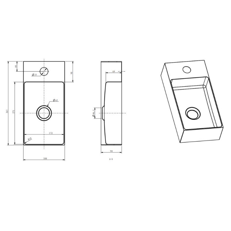 Lave-mains AURUM or brossé 36 × 18 × 9 cm – acier inoxydable 304 haut de gamme, design premium Or brossé PVD (SATAUR3618BG) - 3