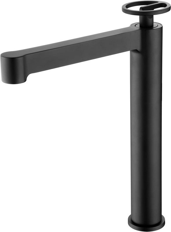Mice - grifo alto para lavabo fabricado en latón, grifo monomando de caño largo - griferia baño alto color negro mate