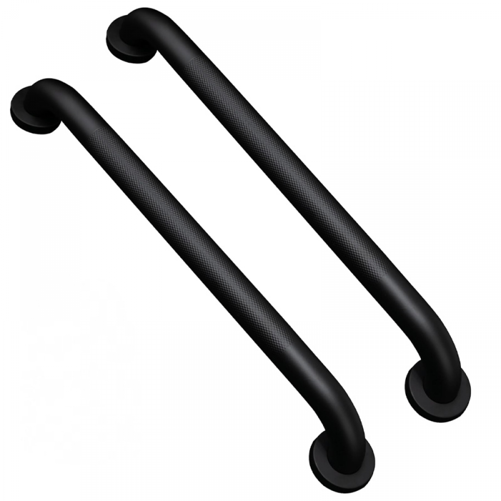 Uchwyt łazienkowy antypoślizgowy z żebrowanymi uchwytami (opakowanie 2 szt., 50 cm, czarny)