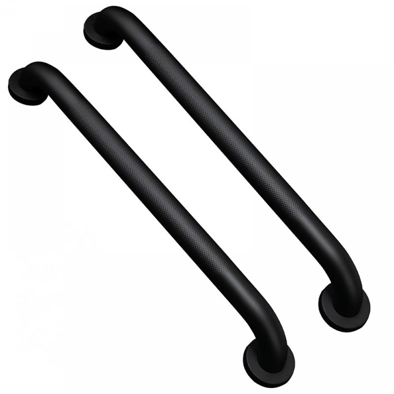 Uchwyt łazienkowy antypoślizgowy z żebrowanymi uchwytami (opakowanie 2 szt., 50 cm, czarny)