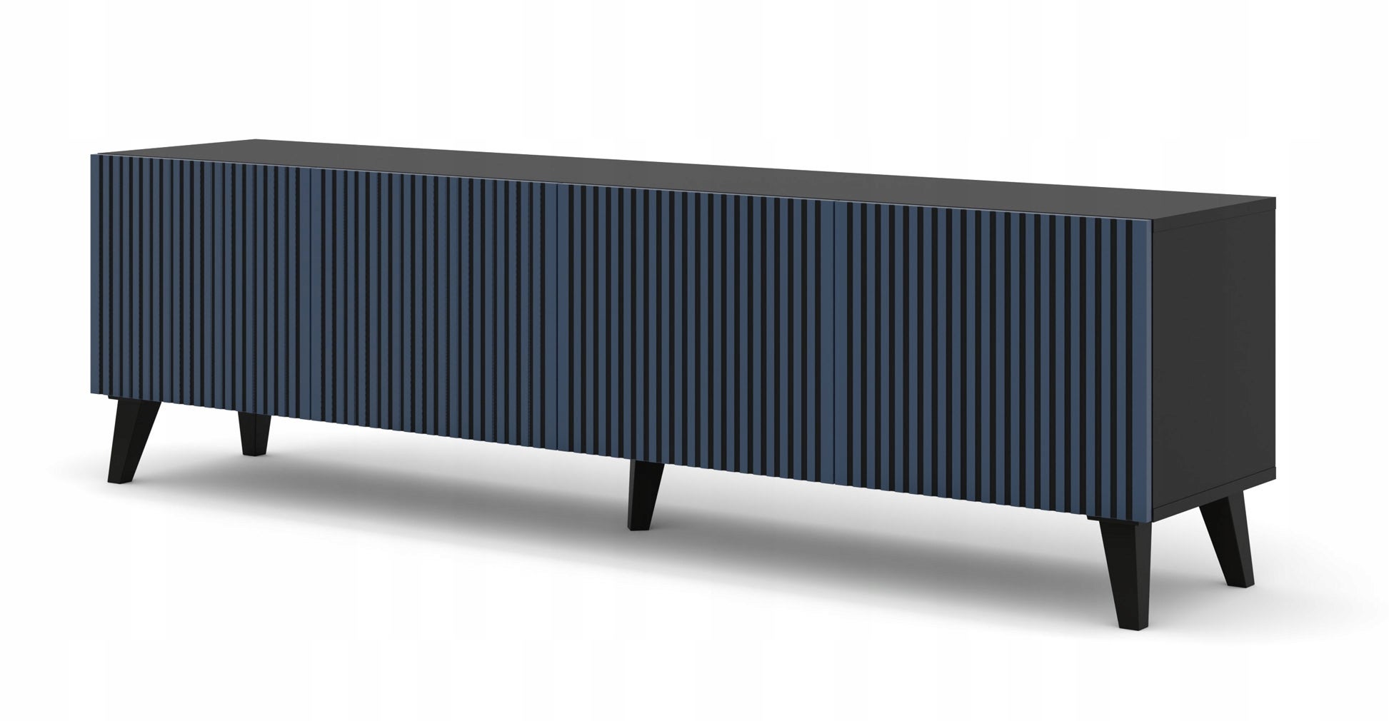 Meuble TV meuble Hi-fi sur pied Noir/Bleu marine 200x42x56cm RAVI F