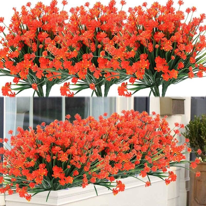 Set Di 4 Piante Artificiali Per Esterni – Erba Topiaria Con Picchetto – 61 Cm – UV Resistant