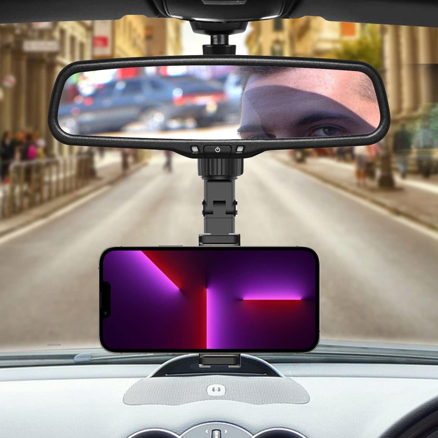 Suporte para celular no espelho retrovisor do carro, suporte para GPS veicular, suporte para celular ajustável em vários ângulos. - 6